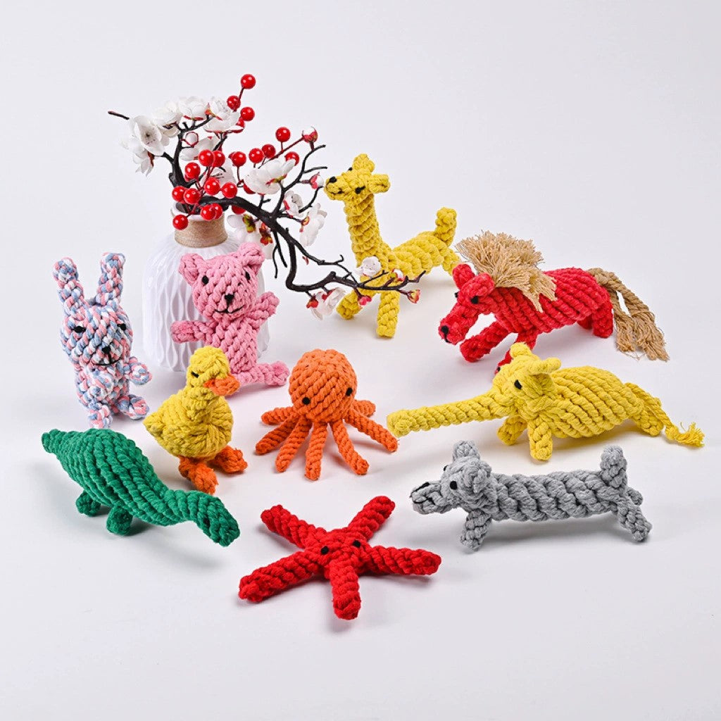 Cotton Rope Dog Toy – Cute Animals Chew