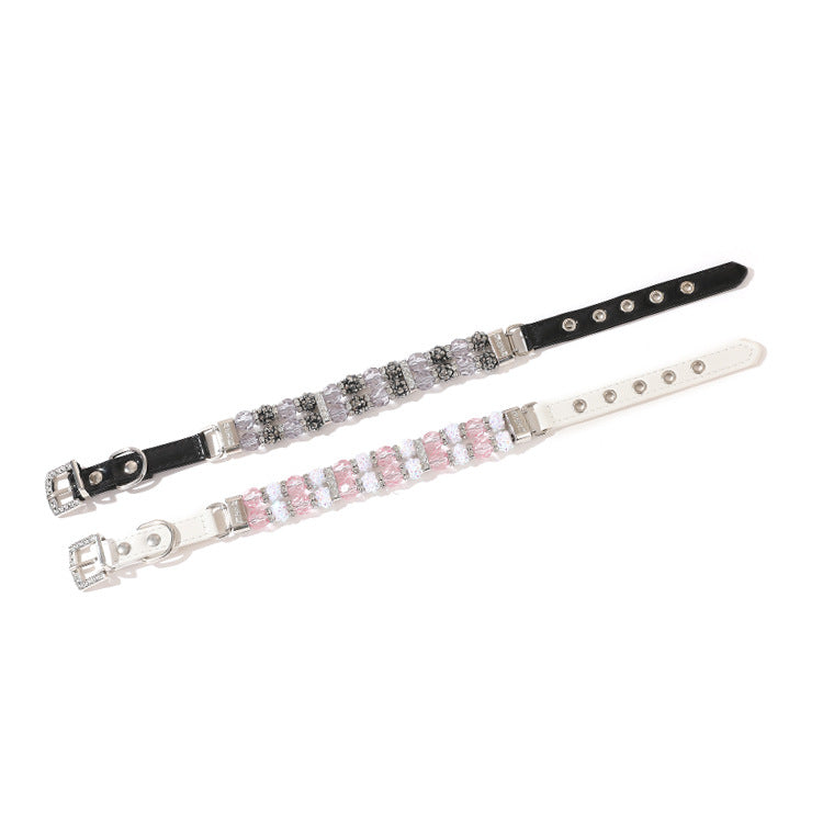 Luxury Beaded Pet Collar & Leash Set – Sparkling Crystal Design