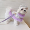 Dog cape+hat+leash lavande tweed