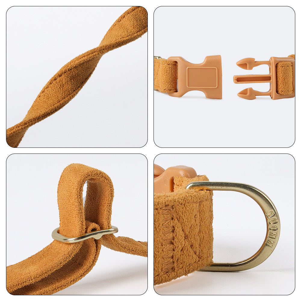 Suede Dog Collar with Buckle & D-Ring (Multiple Colors)+leash set