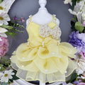 Handmade Elegant Yellow Pearl Princess Dress