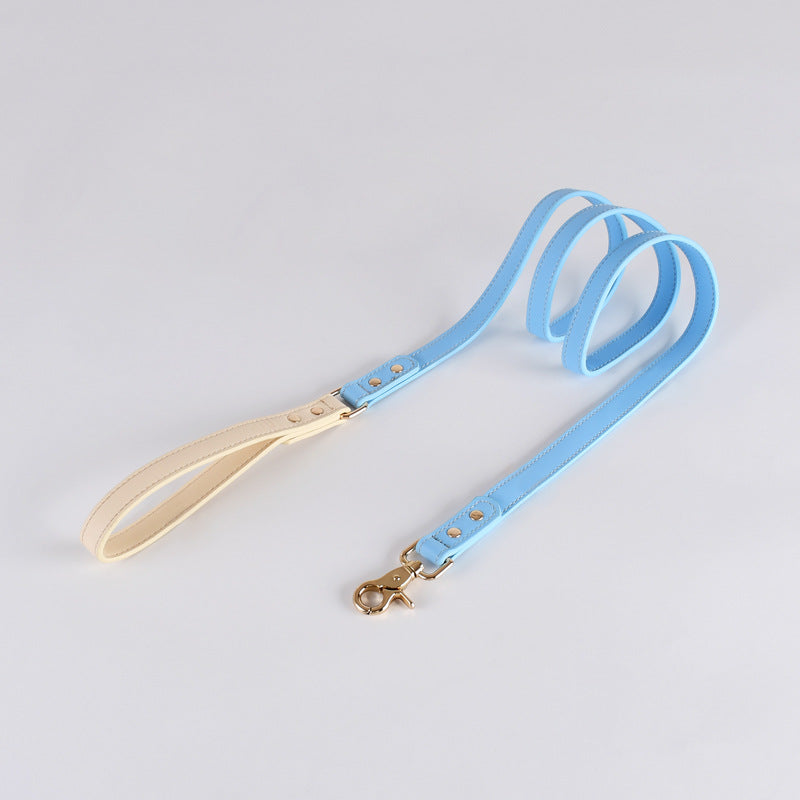 Luxury Two-Layer Cowhide Dog Leash – Comfortable Handle, Gold Hardware 4 Colors