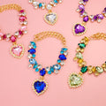 Heart Gem Dog Necklace with Crystal Charms