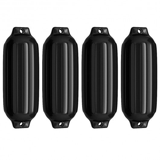 4 Ribbed Marine 8.5" x 27"  Boat Fender Vinyl Bumper-Black - Color: Black