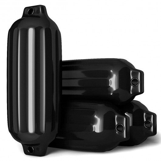 4 Ribbed Marine 8.5" x 27"  Boat Fender Vinyl Bumper-Black - Color: Black