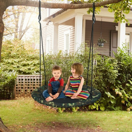 40 Inch Flying Saucer Tree Swing Outdoor Play Set with Adjustable Ropes Gift for Kids - Color: Camouflage