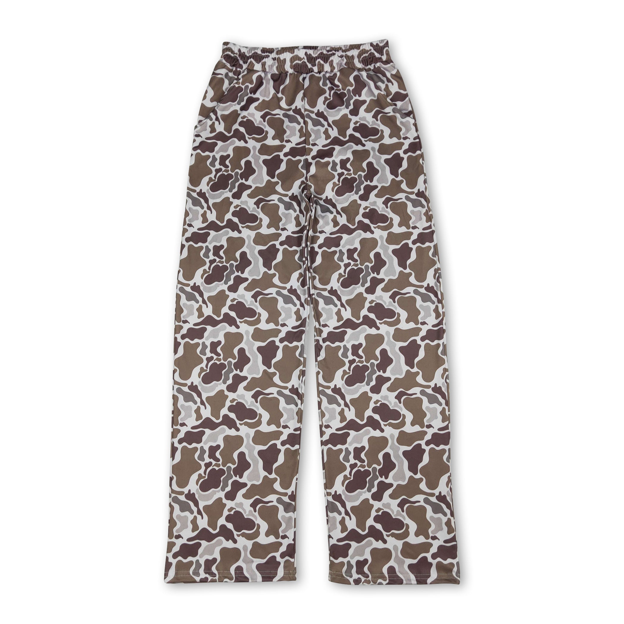 Elastic waist pockets camo adult women pants