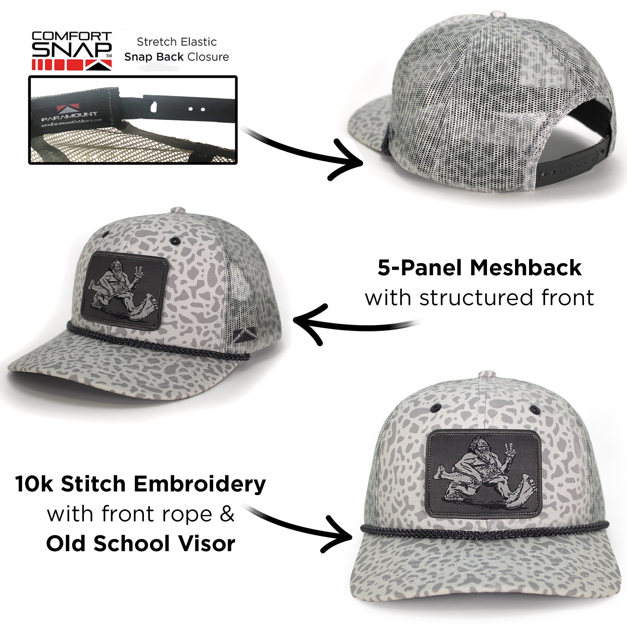 Bigfoot Bass Squatch Fishing 6-Panel Rope Cap