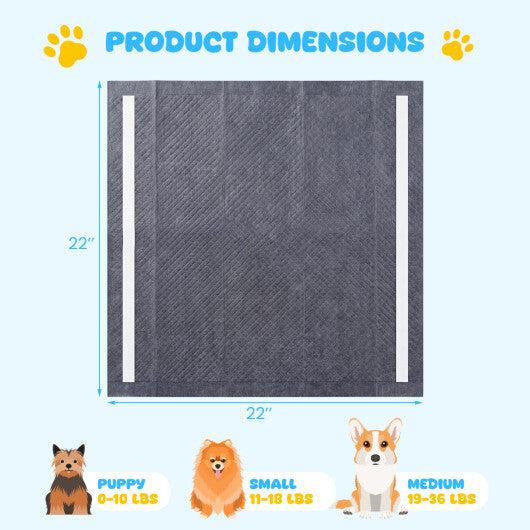 24" x 24" Charcoal?Dog Pee Pads 6-Layer for Dogs-Black