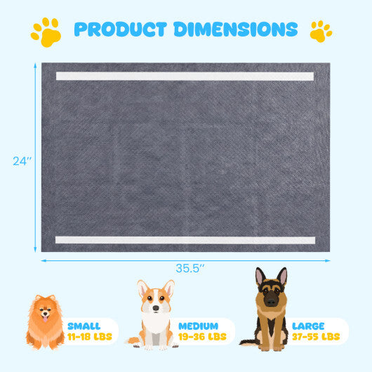 35.5" x 24" Charcoal?Dog Pee Pads 6-Layer for Dogs-Black