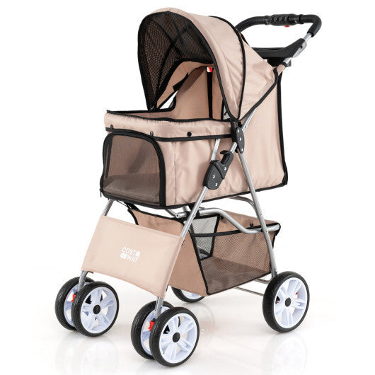 4 Wheel Pet Stroller for Small Dogs Cats up to 33 LBS-Black