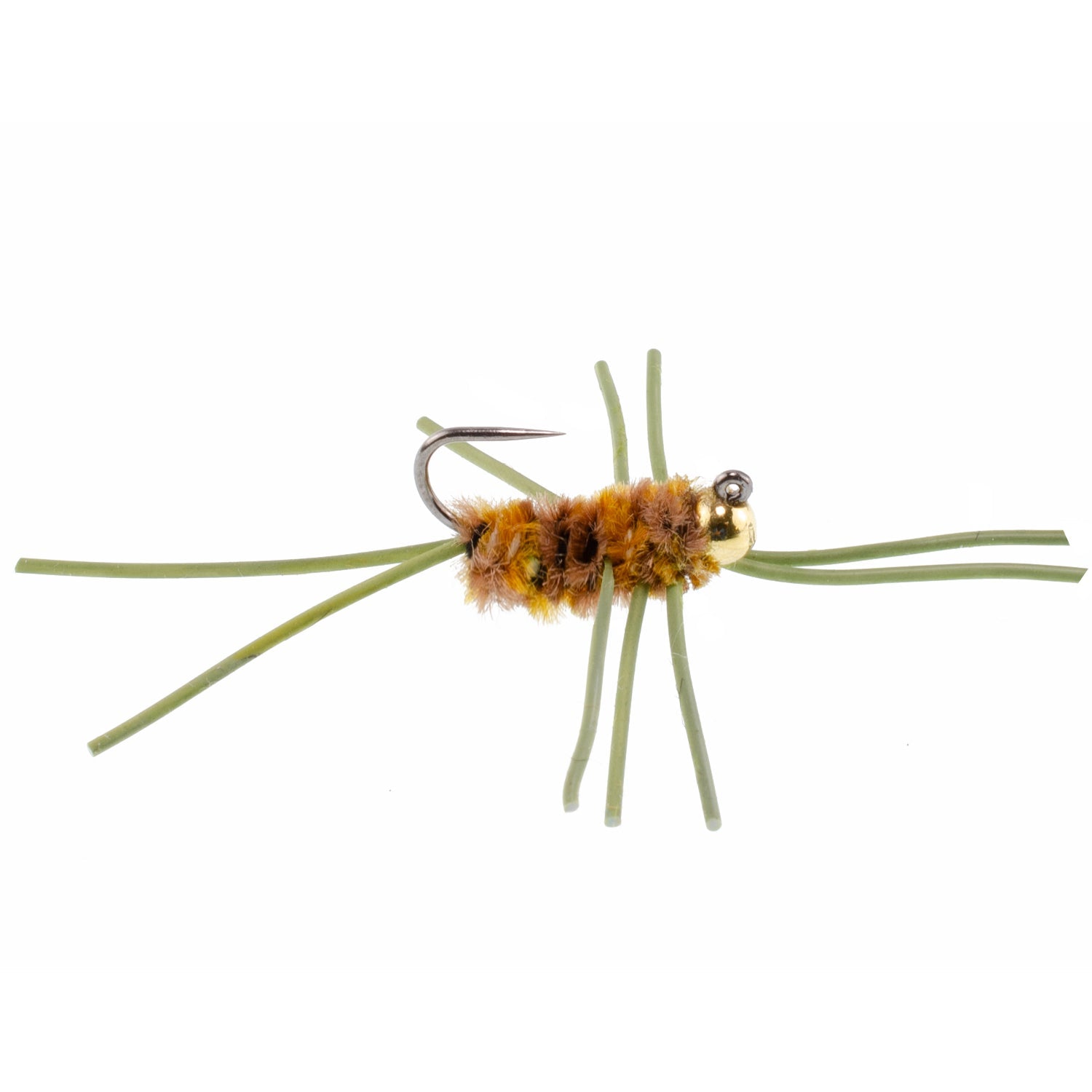 Barbless Pat's Rubber Legs Tungsten Bead Jigged Coffee/Tan Euro Nymph  - Set of 6 Flies Hook Size 10