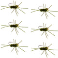 Barbless Pat's Rubber Legs Tungsten Bead Jigged Dark Olive Euro Nymph  - Set of 6 Flies Hook Size 10