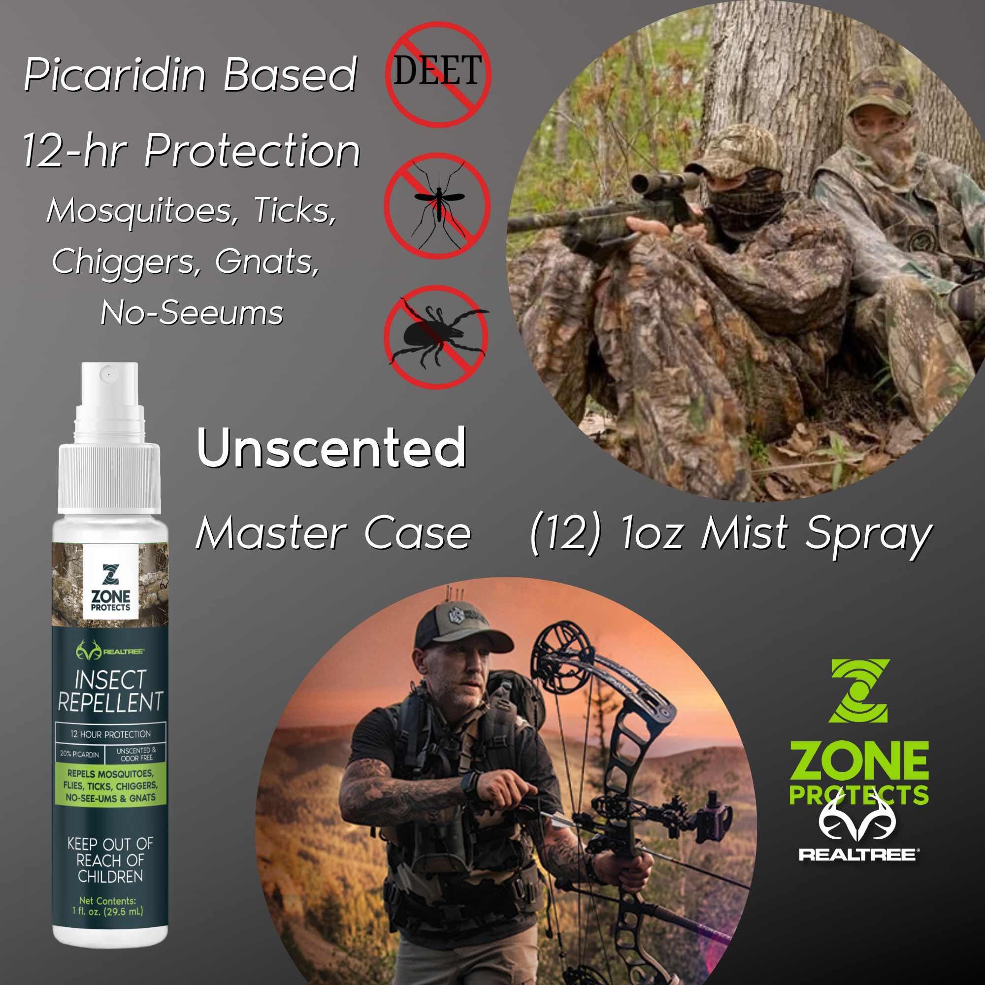 Zone Realtree Hunter's Pack Insect Repellent Spray, 1oz Case + Refill
