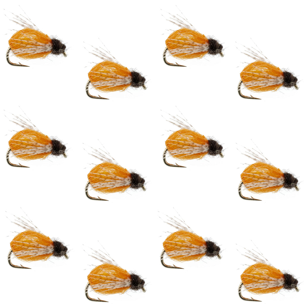 LaFontaine Amber Deep Sparkle Caddis Pupa - 1 Dozen Flies Hook Size 18