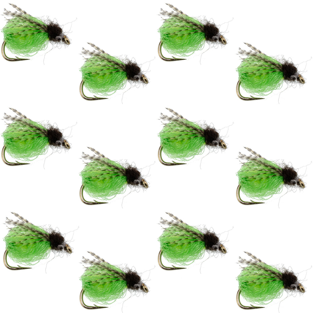 LaFontaine Bright Green Deep Sparkle Caddis Pupa - 1 Dozen Flies Hook Size 16