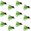 LaFontaine Bright Green Deep Sparkle Caddis Pupa - 1 Dozen Flies Hook Size 16