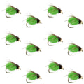 Bead Head LaFontaine Bright Green Deep Sparkle Caddis Pupa - 1 Dozen Flies Hook Size 14