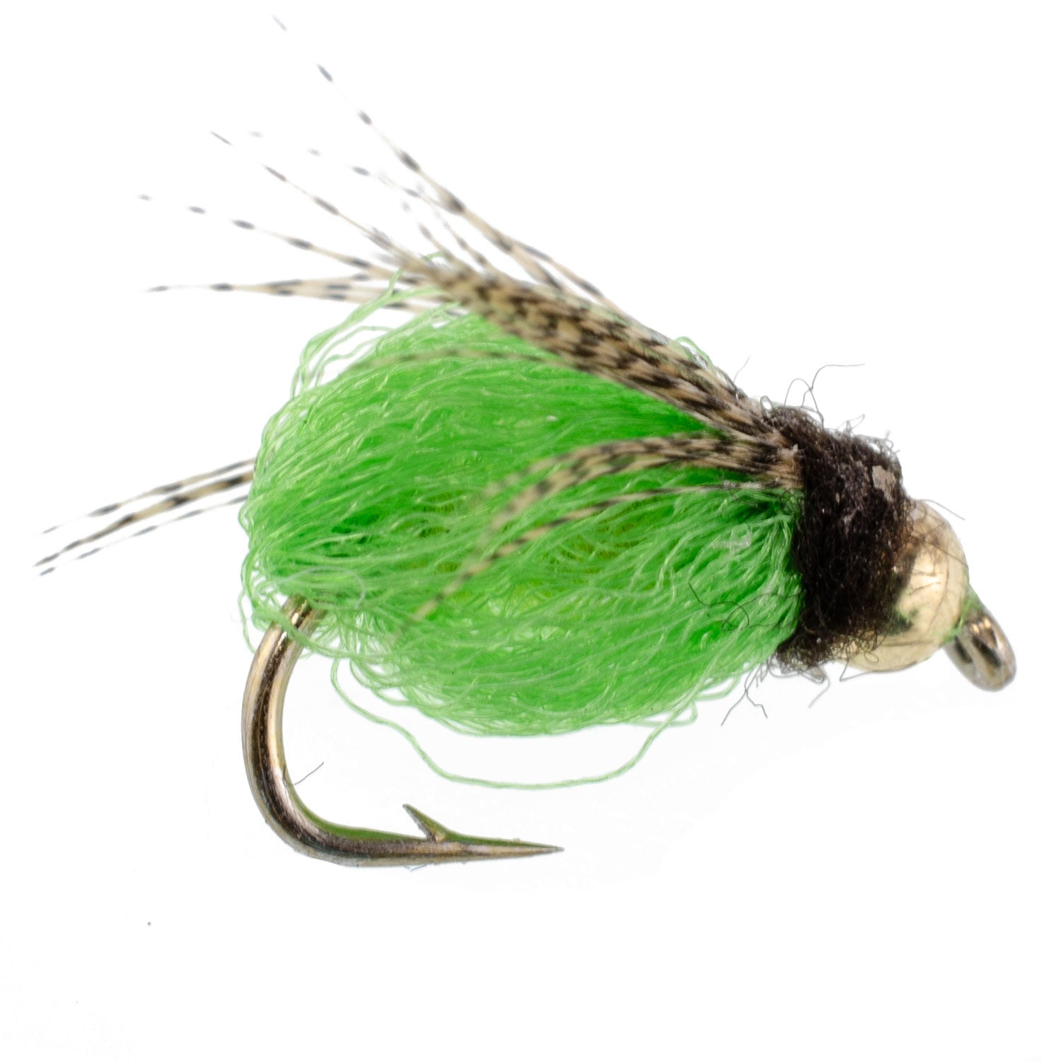 Bead Head LaFontaine Bright Green Deep Sparkle Caddis Pupa - 1 Dozen Flies Hook Size 16