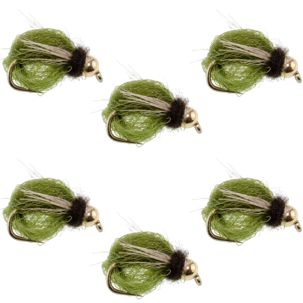 Bead Head LaFontaine Olive Deep Sparkle Caddis Pupa - 6 Flies Hook Size 18