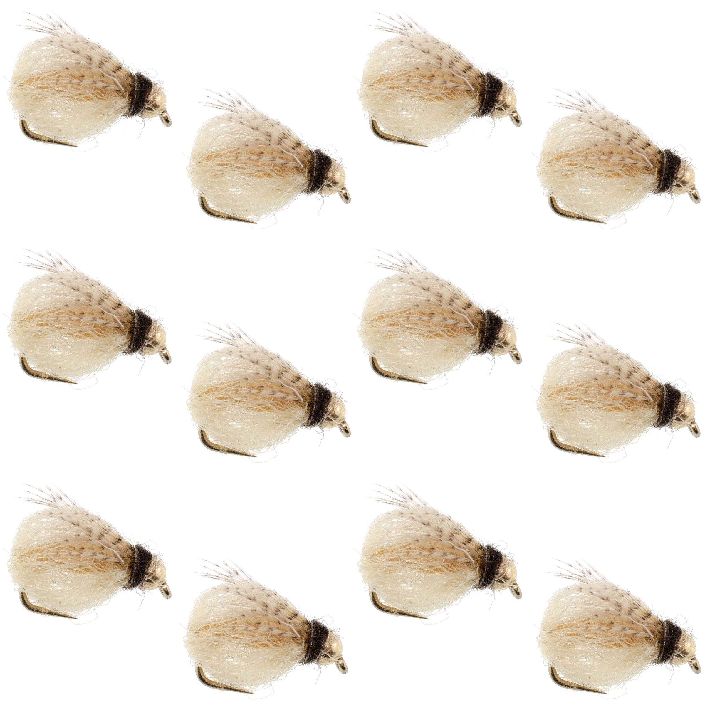Bead Head LaFontaine Tan Deep Sparkle Caddis Pupa - 1 Dozen Flies Hook Size 14