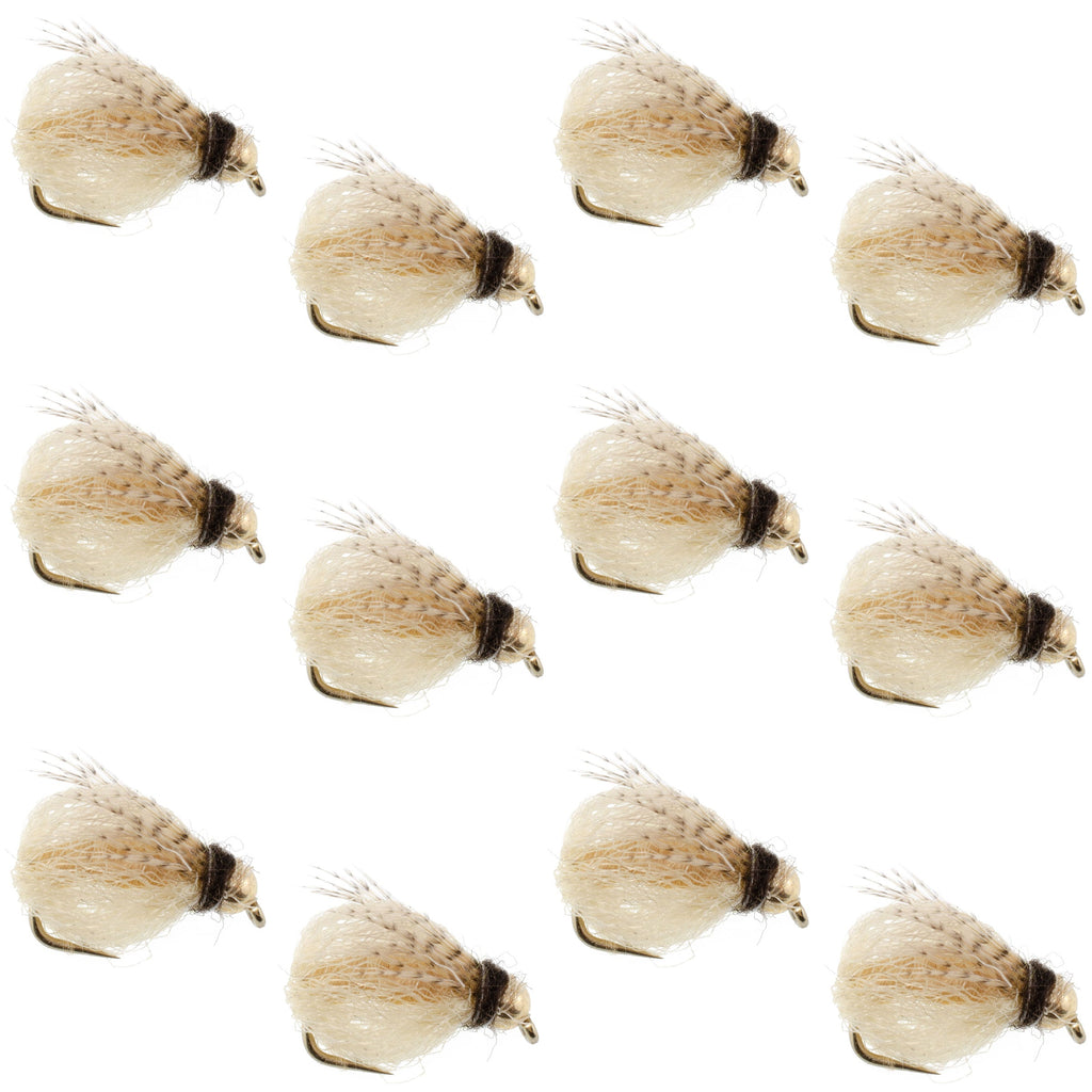Bead Head LaFontaine Tan Deep Sparkle Caddis Pupa - 1 Dozen Flies Hook Size 18