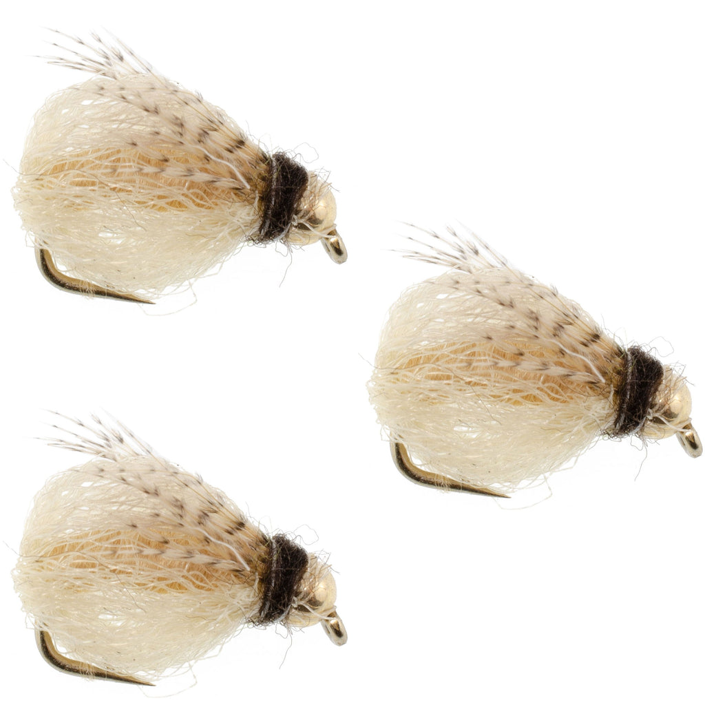 3 Pack Bead Head LaFontaine Tan Deep Sparkle Caddis Pupa - Hook Size 18