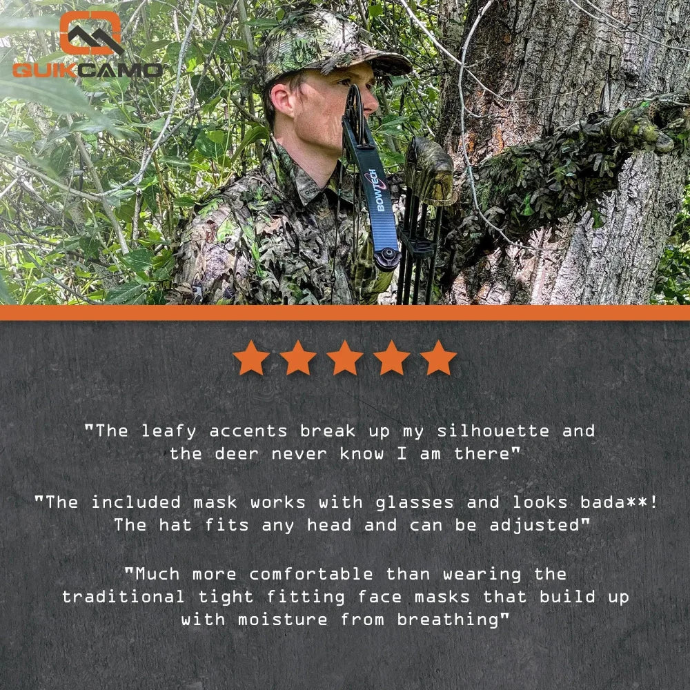 3D Leafy Camo Face Mask Ball Cap in Mossy Oak and Realtree (Adj, OSFM)