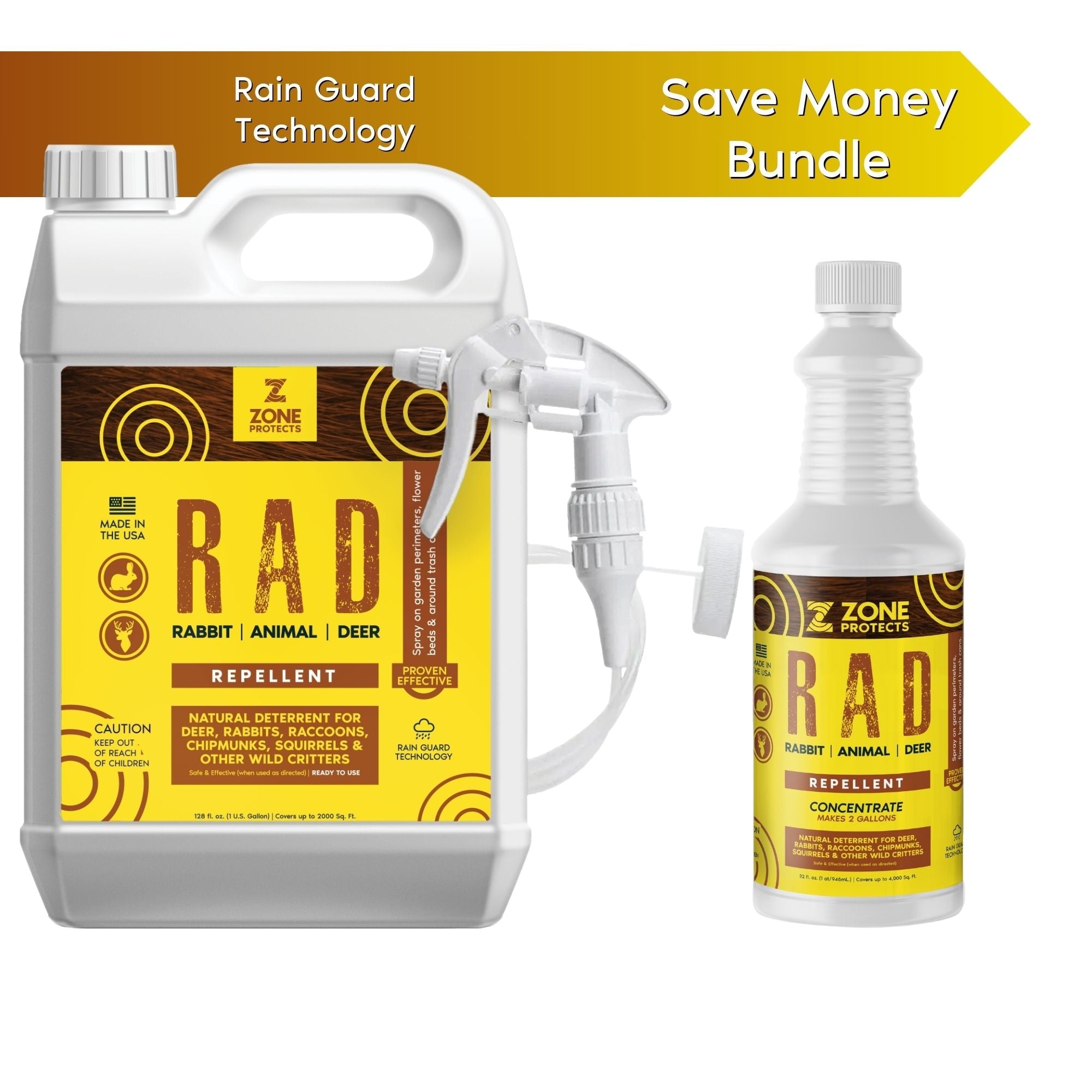 R.A.D.; Rabbit, Animal, Deer Repellent Gallon + Concentrate Bundle