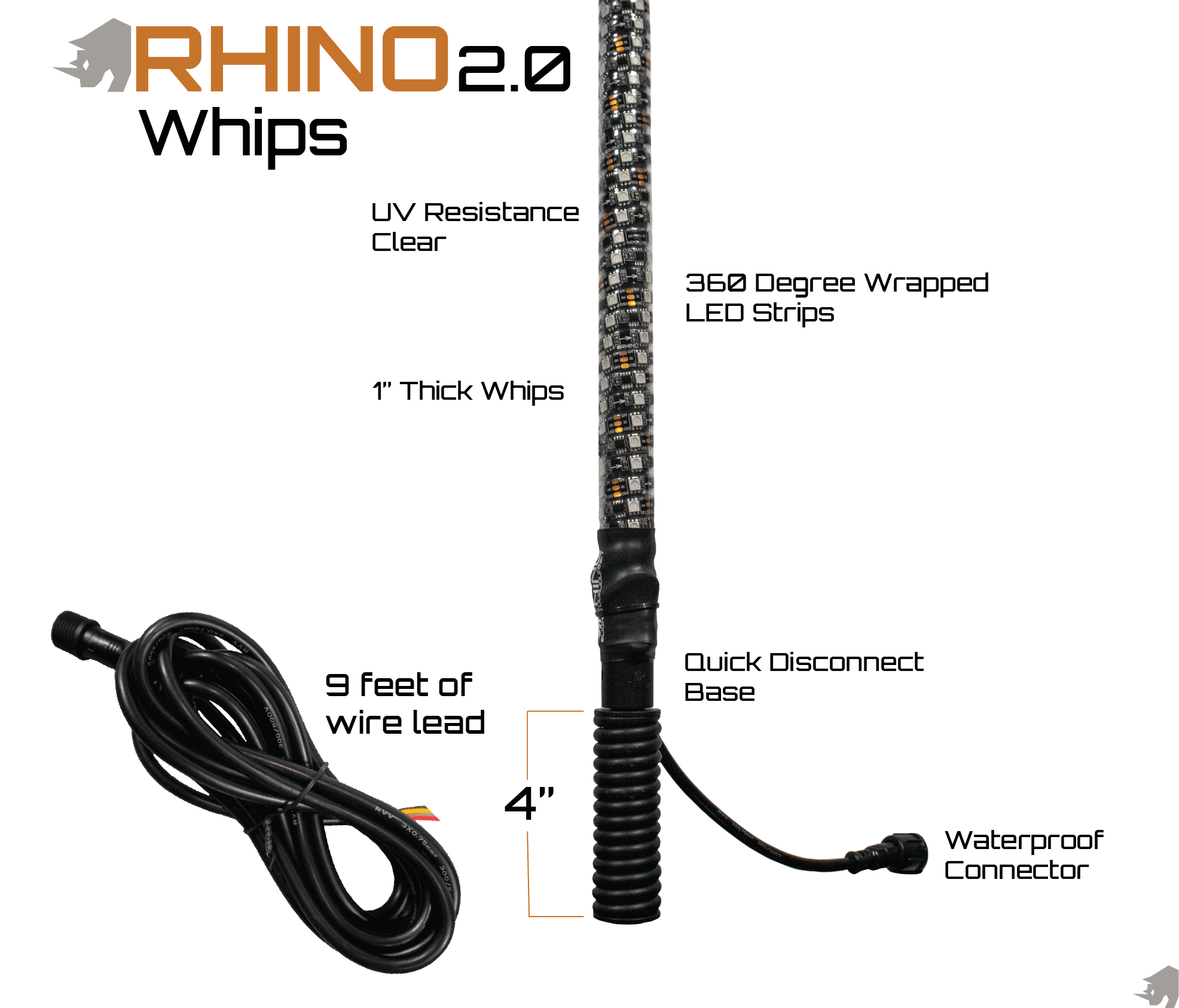 Rhino Lights Standard 1" Whip Lights