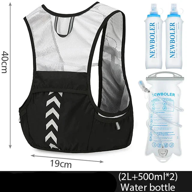 Running Hydration Backpack: 5L with 2L Water Bladder & 500ml Bottle