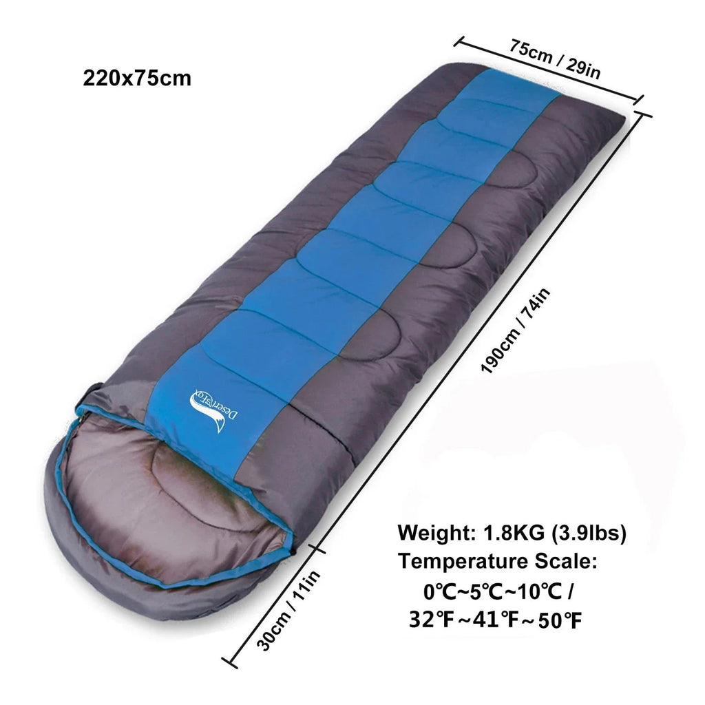 Camping Sleeping Bag Lightweight 4 Season Warm & Cold Envelope