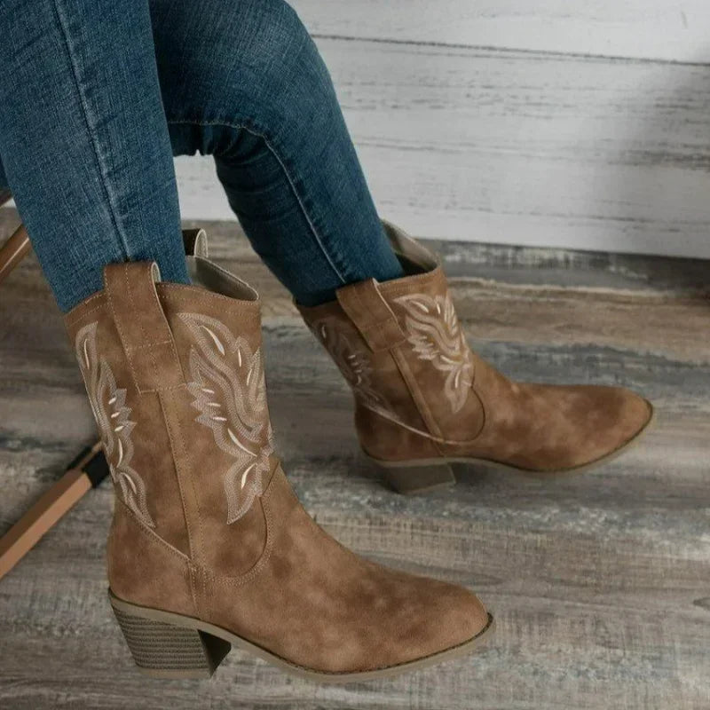 Elevated Comfort: Suede Western Ankle Boots