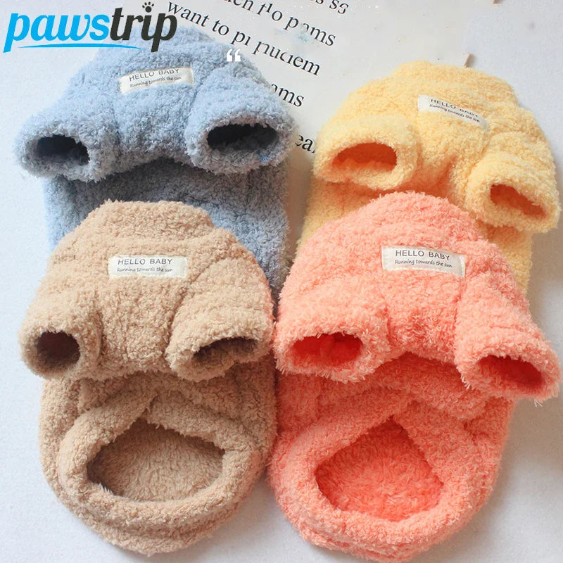 Winter Warm Plush Dog Sweater – Soft Pet Coat for Small Dogs & Puppies