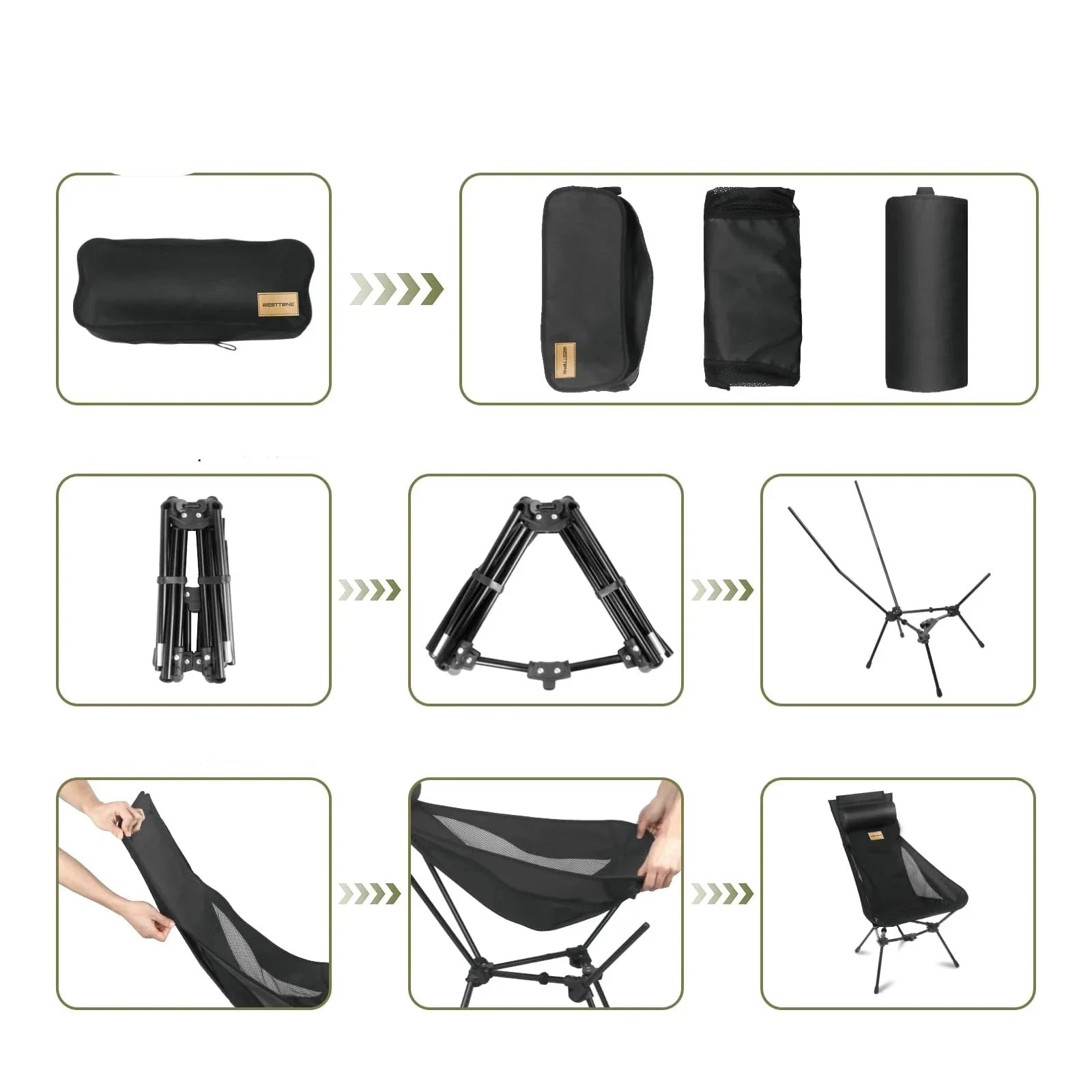 Compact Camping Chair with Headrest