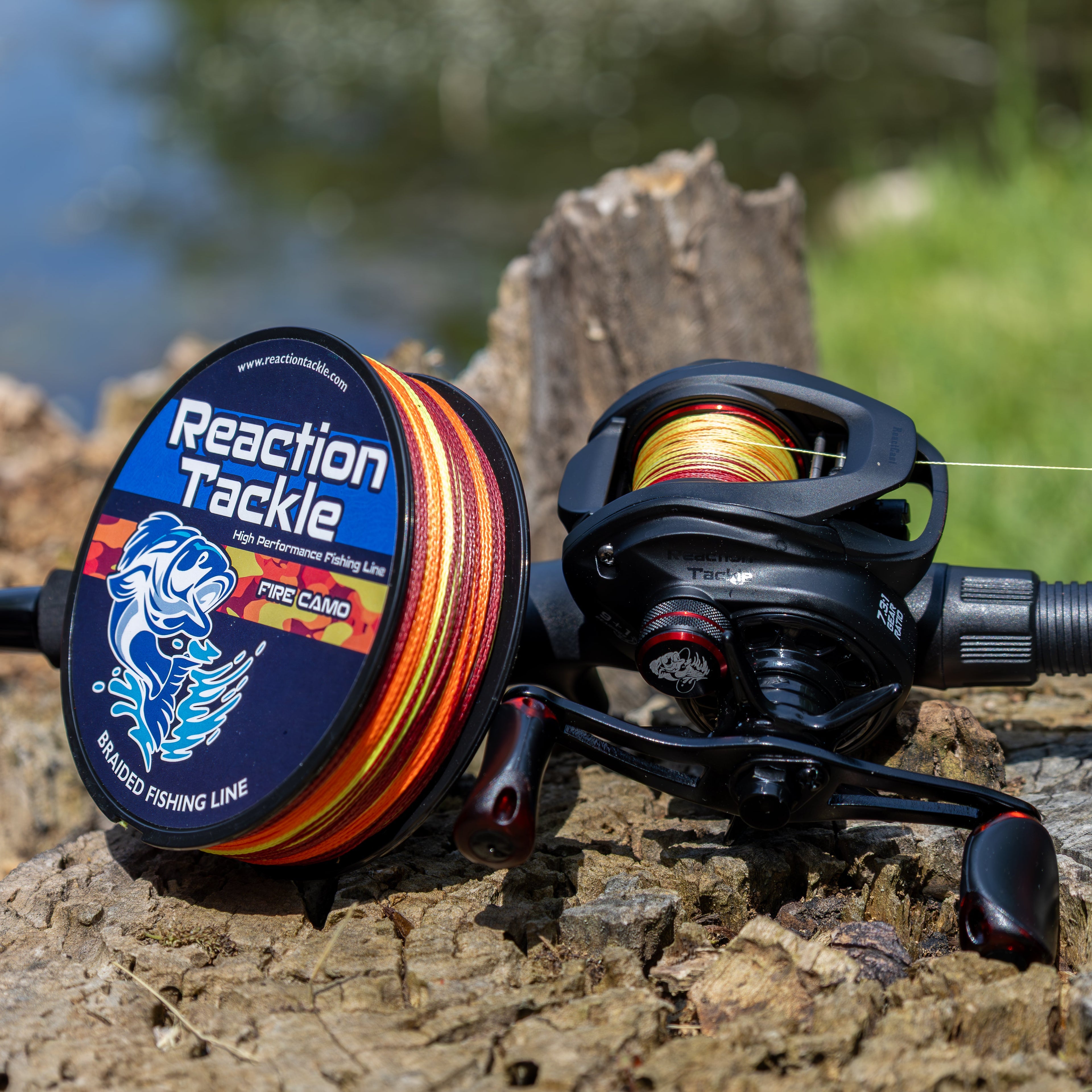 Reaction Tackle Braided Fishing Line - Fire Camo - NEW