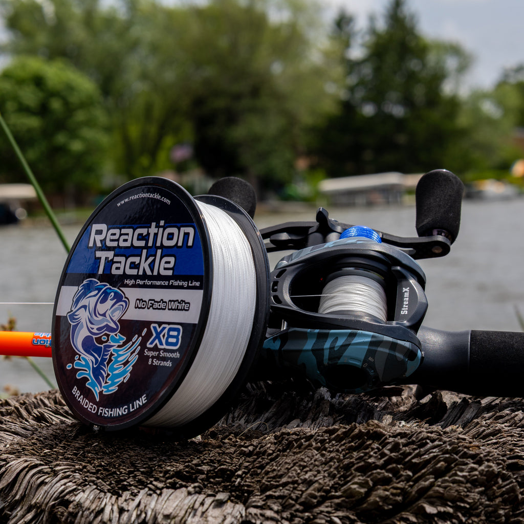 Reaction Tackle X8 Braided Fishing Line - NO FADE White 8 Strand - NEW