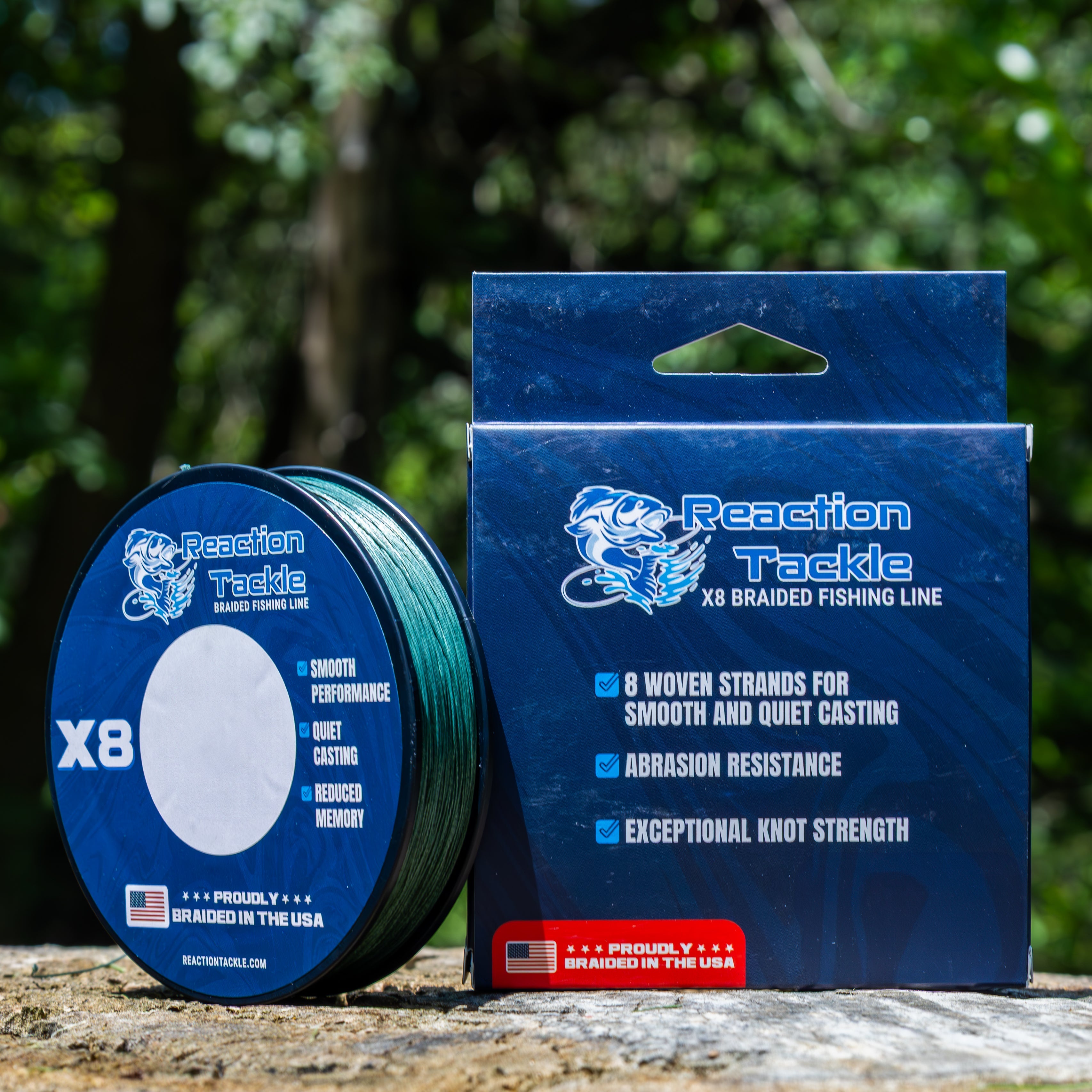 Reaction Tackle BRAIDED IN THE USA Fishing Line- 8X- NEW
