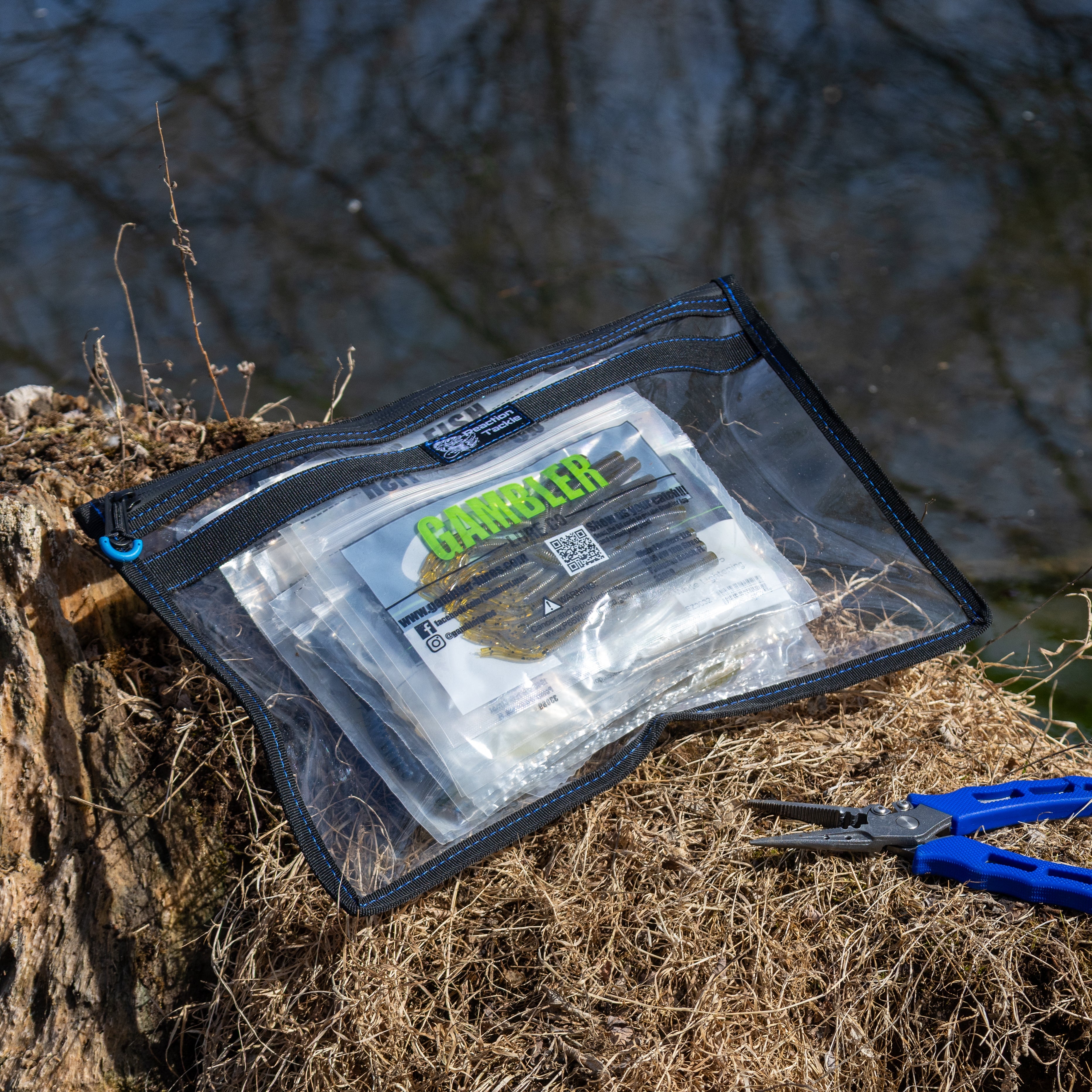 Reaction Tackle Clear Storage Bag Tackle Pak - Water-Resistant Plastic Storage - New
