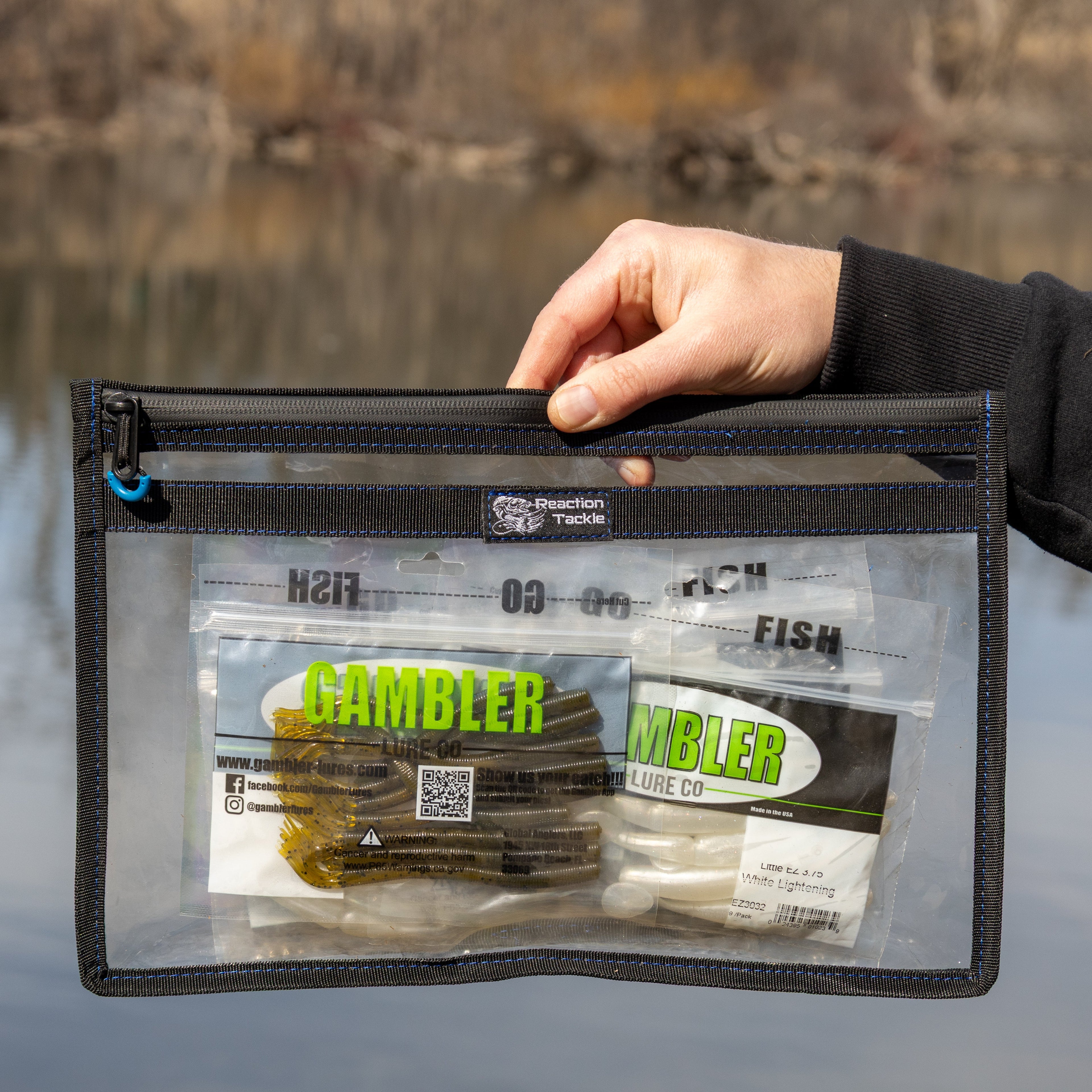 Reaction Tackle Clear Storage Bag Tackle Pak - Water-Resistant Plastic Storage - New