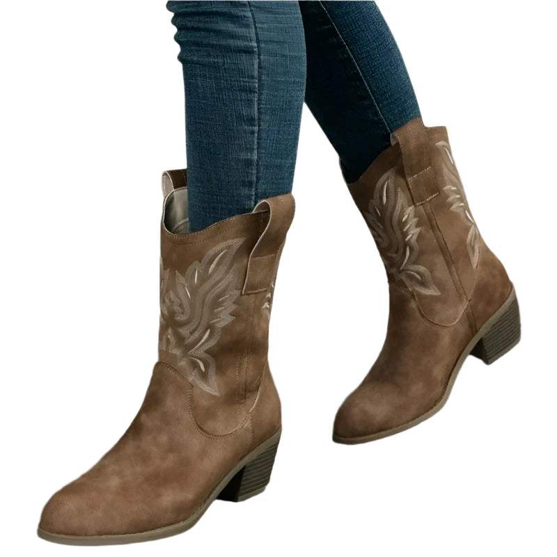 Elevated Comfort: Suede Western Ankle Boots