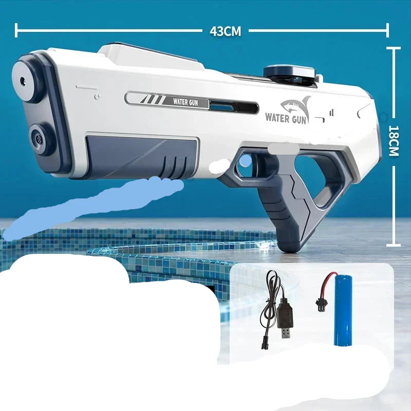 Water Gun Warfare Powerful automatic water blasters for epic pool battles.