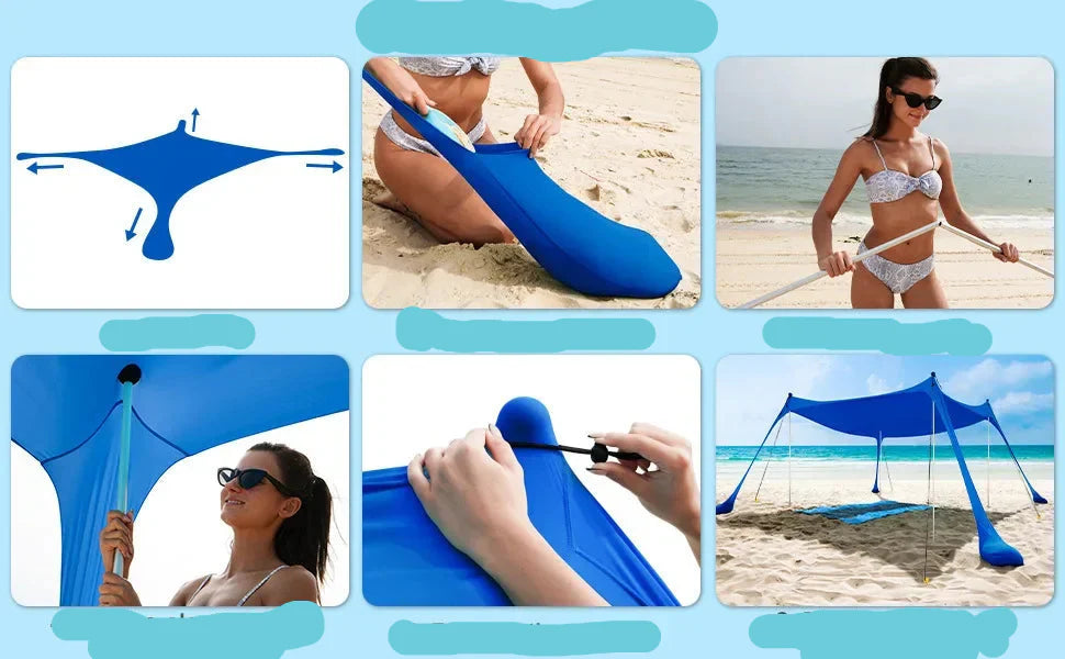 Windproof  UPF50+ Beach Canopy with Tents