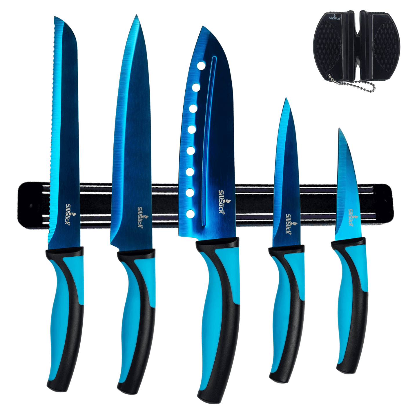 Kitchen Knife Set with Magnetic Rack & Sharpener