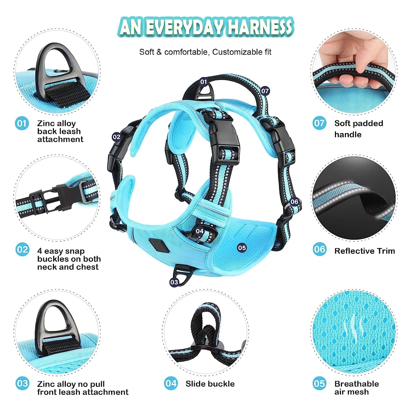 PawsEase No-Pull Soft Harness with Control Handle