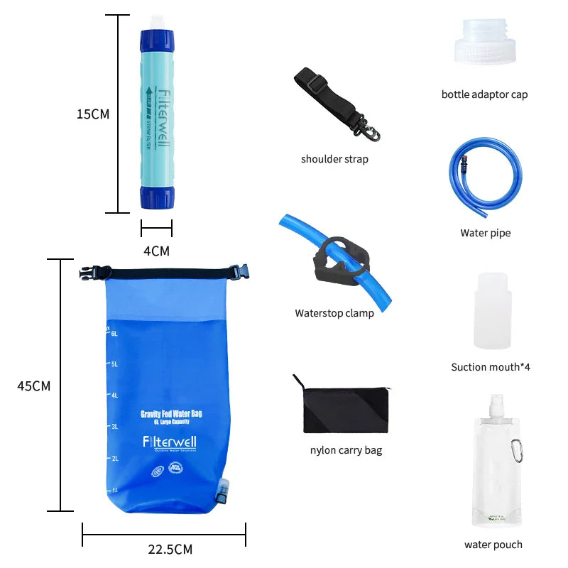 Filterwell 6L Fed Water Filter Straw Water Bag