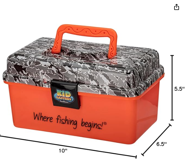Kid Casters Youth Fishing Play Boxes with Removable Tray and Easy Locking Latch