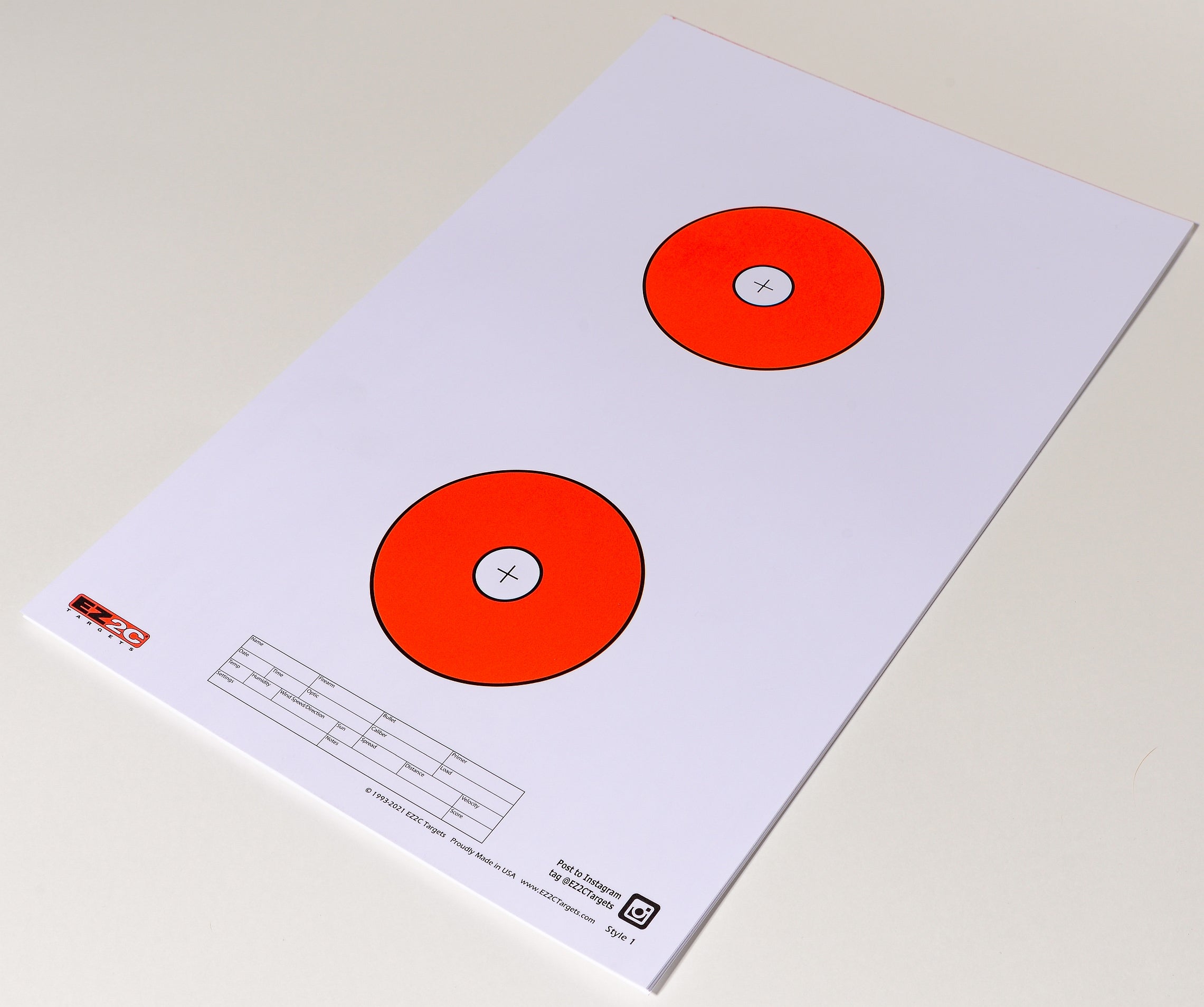 EZ2C Targets Style 1: Paper Shooting Targets 11”x17” USA MADE