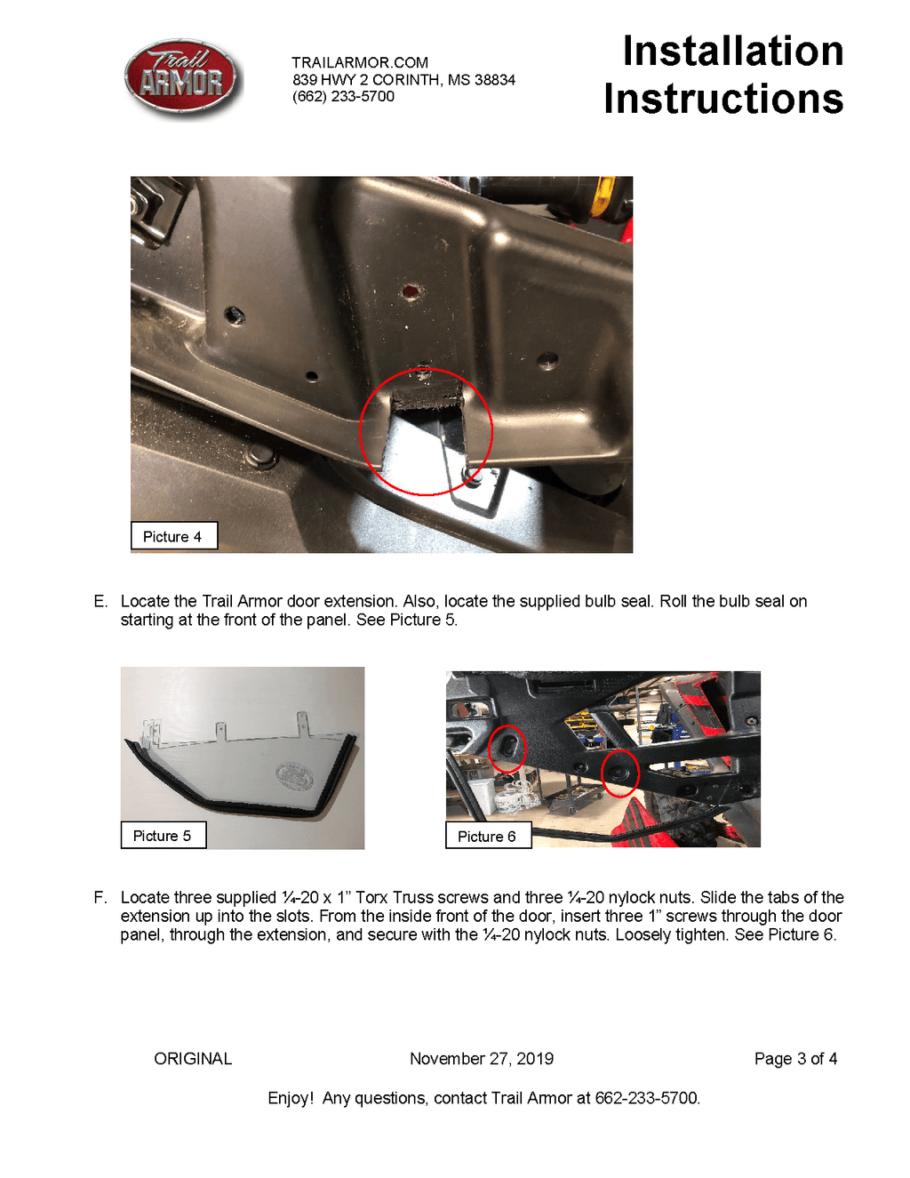 Trail Armor Lower Door Insert Kit for 2020-22 Honda Talon 1000X-4