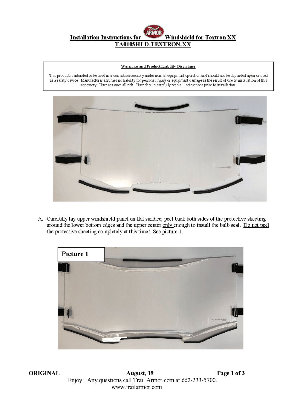 Trail Armor Windshield for 2018 Textron Wildcat-XX